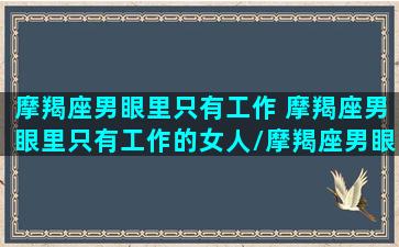 摩羯座男眼里只有工作 摩羯座男眼里只有工作的女人/摩羯座男眼里只有工作 摩羯座男眼里只有工作的女人-我的网站